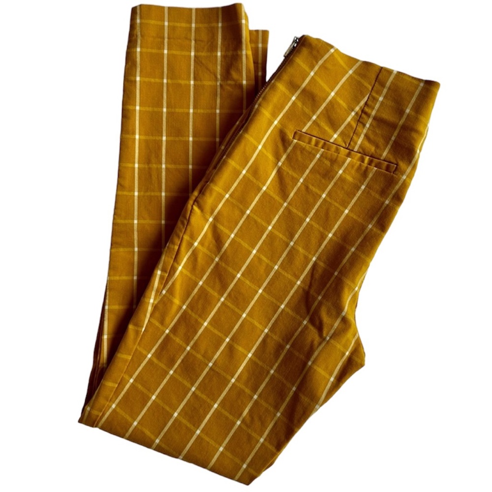 A New Day Target Yellow White Plaid Skinny Ankle High Rise  Dress Pant Small